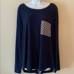 LE LIS Women’s size XL navy blue pullover blouse